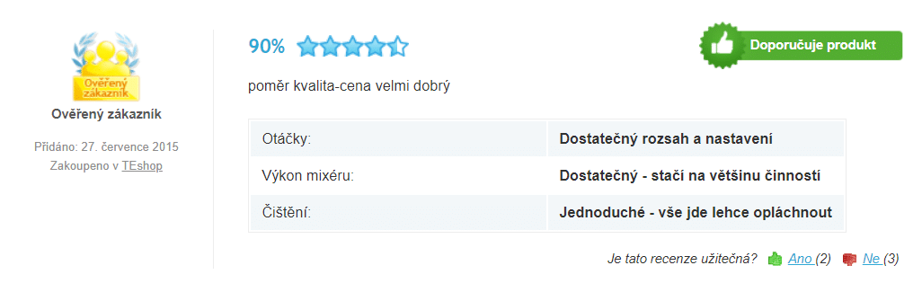 Odšťavňovač naplňuje očekávání zákazníků / heureka.cz